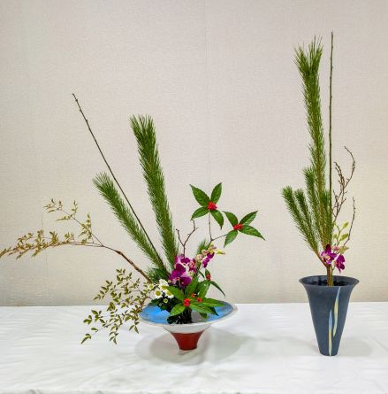 お花のお稽古納めは、お正月の花